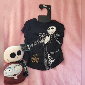 Disney Black and White Jack Skellington Tee 4 Ur Pet ● Includes 2 New Plushies